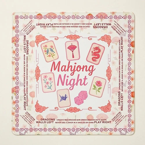 Pink Floral Mahjong Mat — Non-Slip