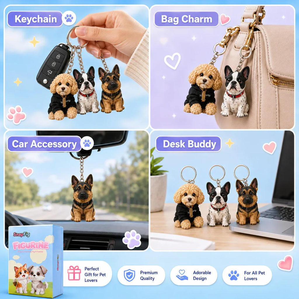 Custom Pet Keychain & Bag Charm - 3D Figure from Your Photo