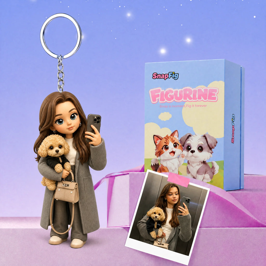 Custom Pet Keychain & Bag Charm - 3D Figure from Your Photo
