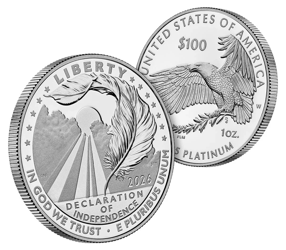 Charters of Freedom 2026 Platium Coin - Declaration of Indepence