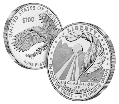 Charters of Freedom 2026 Platium Coin - Declaration of Indepence