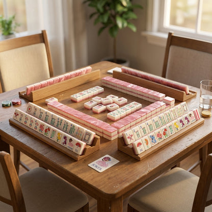 Pink Floral Mahjong Set — 160 Glossy Tiles