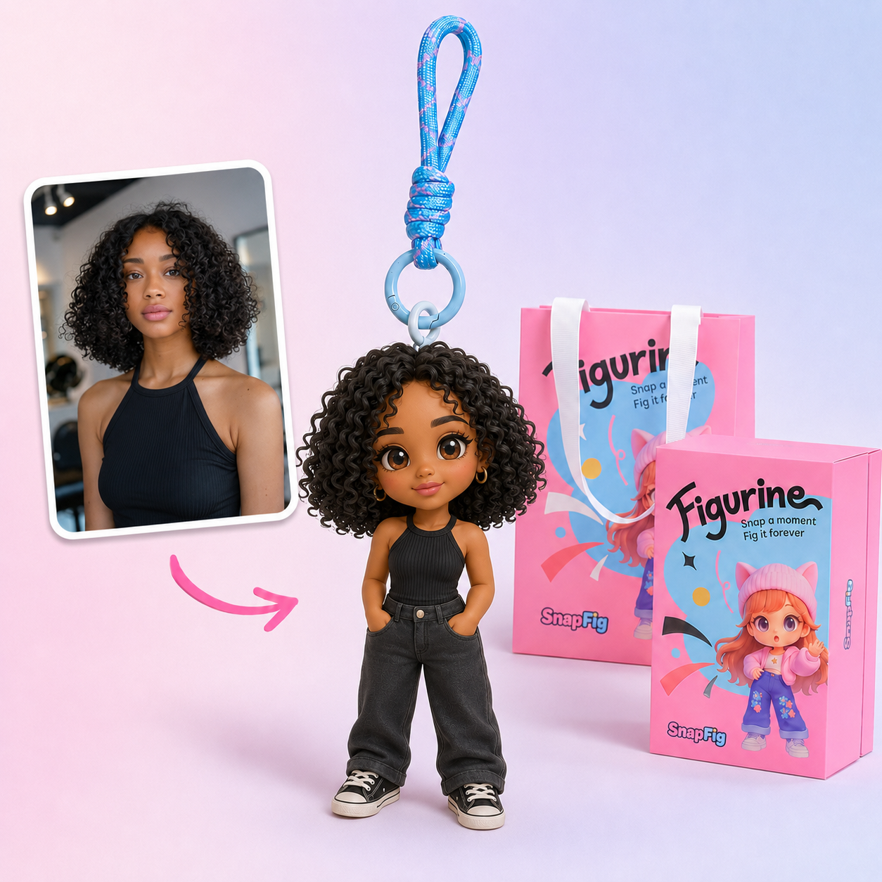 Custom Mini Figure Keychain - Personalized Photo Charm