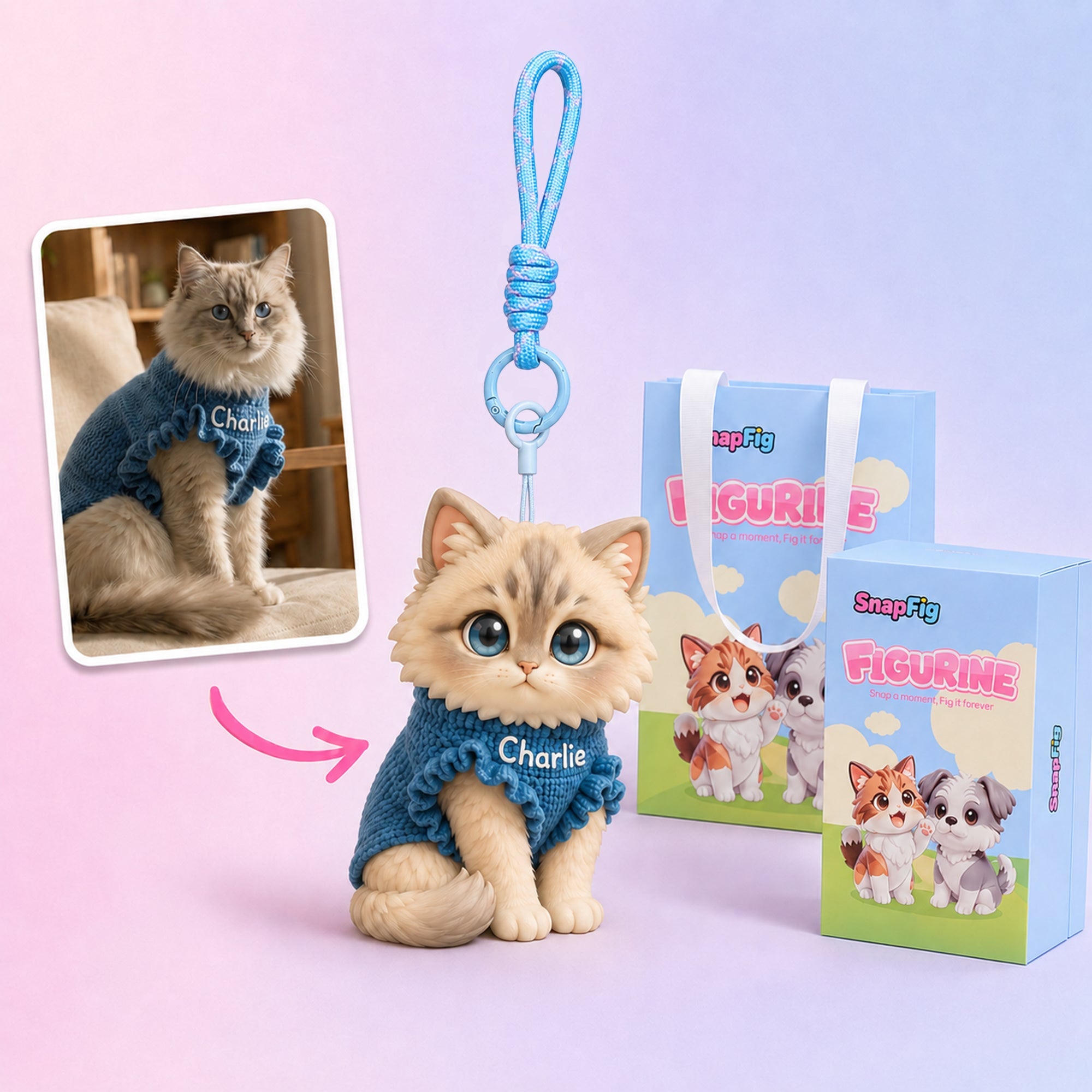 Custom Mini Figure Keychain - Personalized Photo Charm