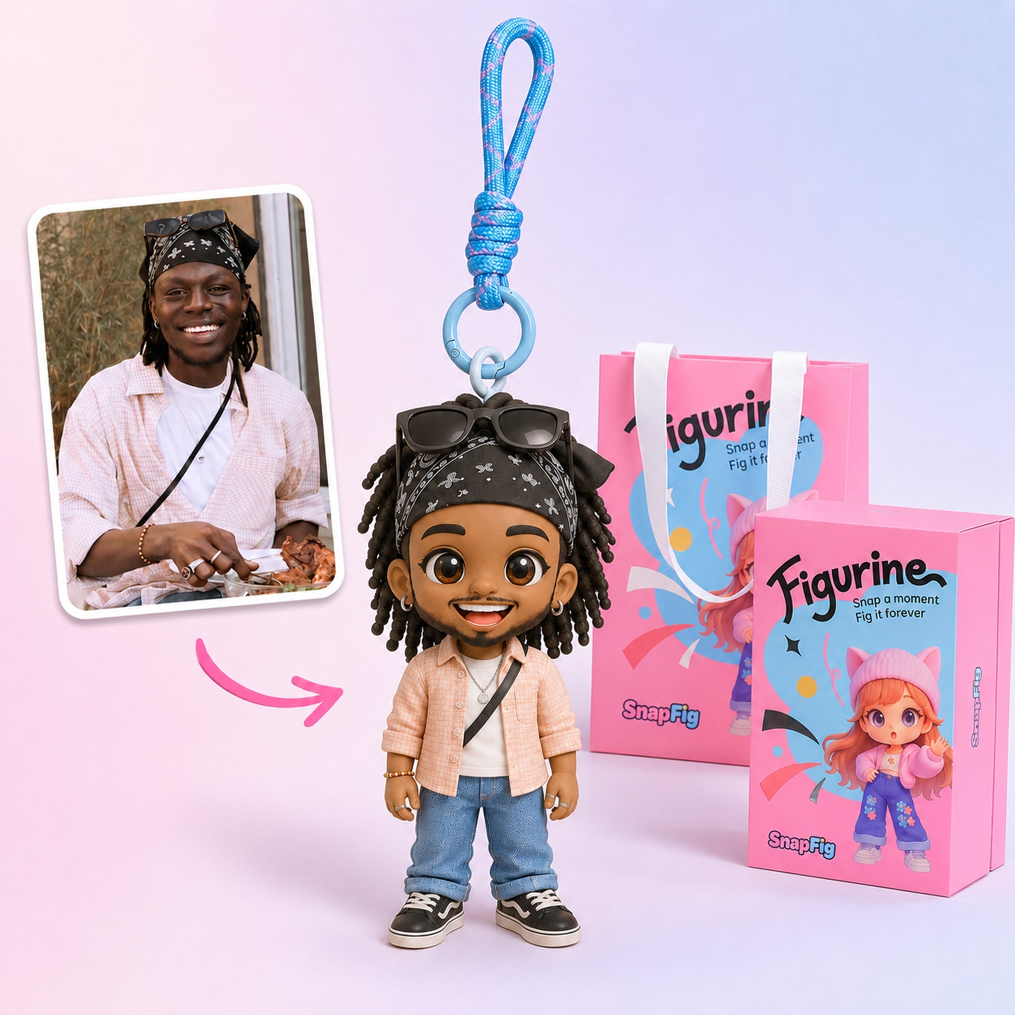Custom Mini Figure Keychain - Personalized Photo Charm