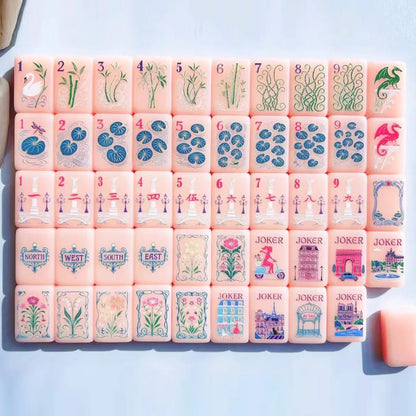 Pastel Floral Mahjong Set — 160 Tiles