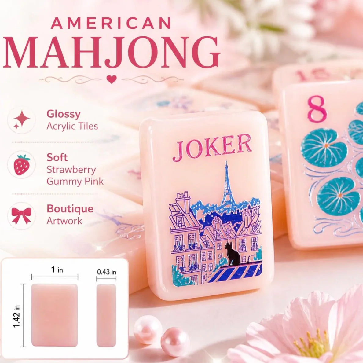 Pastel Floral Mahjong Set — 160 Tiles