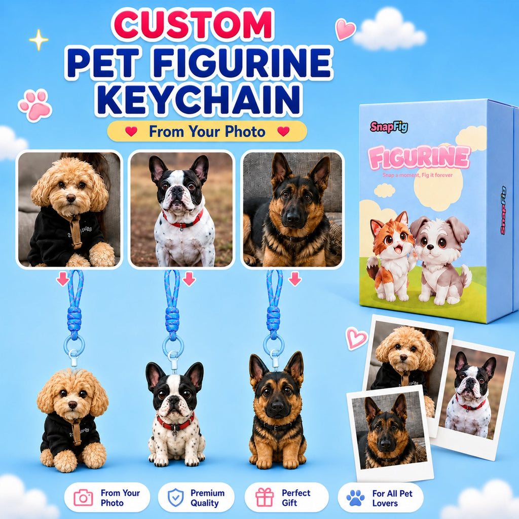 Custom Pet Keychain & Bag Charm - 3D Figure from Your Photo